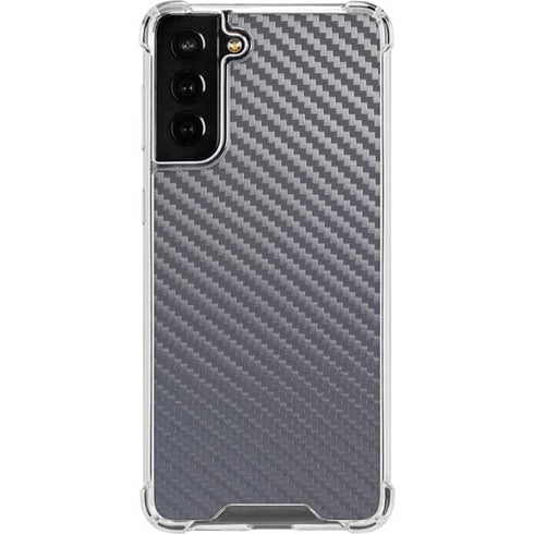 Silver Carbon Fiber Specialty Texture Material Galaxy S21 FE Clear Case